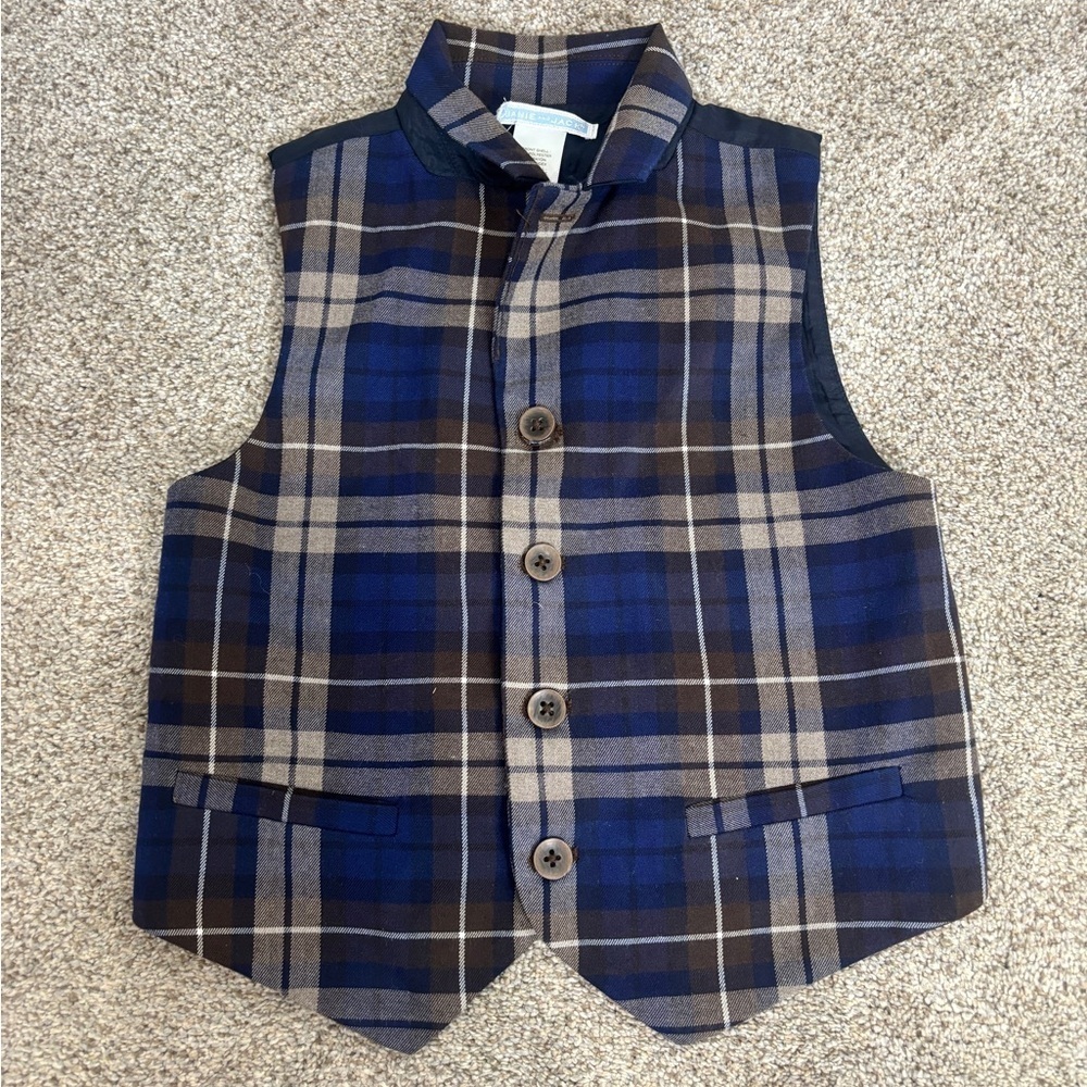 Janie & Jack Plaid Vest size 5 Preppy Dress Shirt Little Boy Vest
